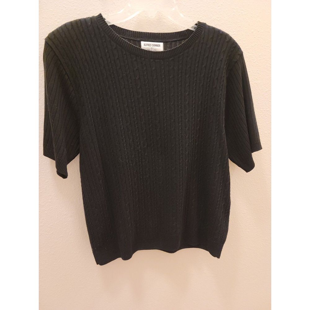 Alfred.Dunner women's L short sleeved black shirt with black vertical stripes